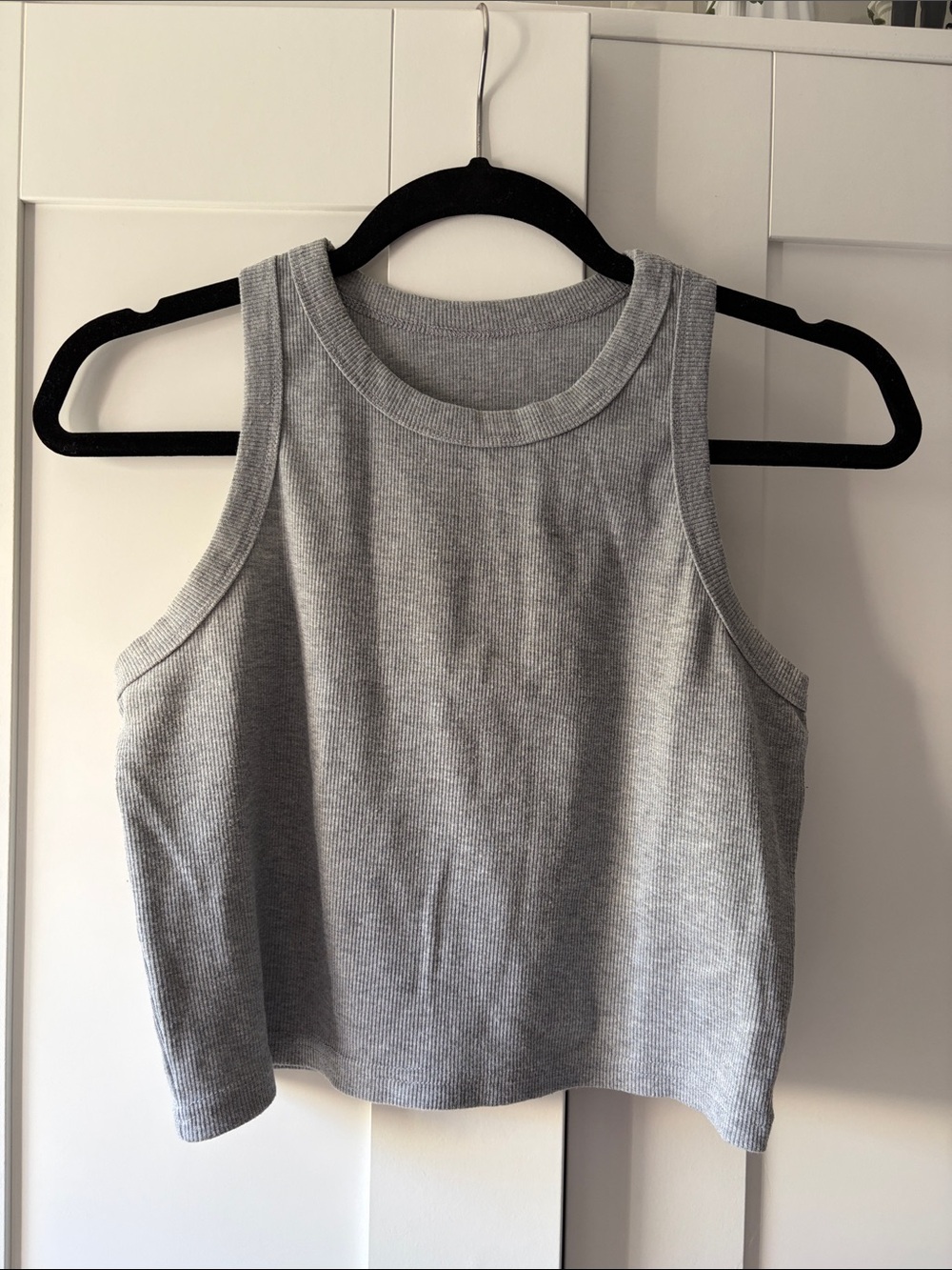 Women's Gray Ribbed Tank Crop Top